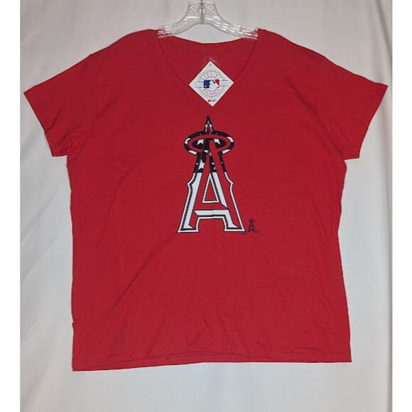 MLB LA Angels of Anaheim Women's V Neck Patriotic T-Shirt size 2XL NWT sports - Picture 1 of 4